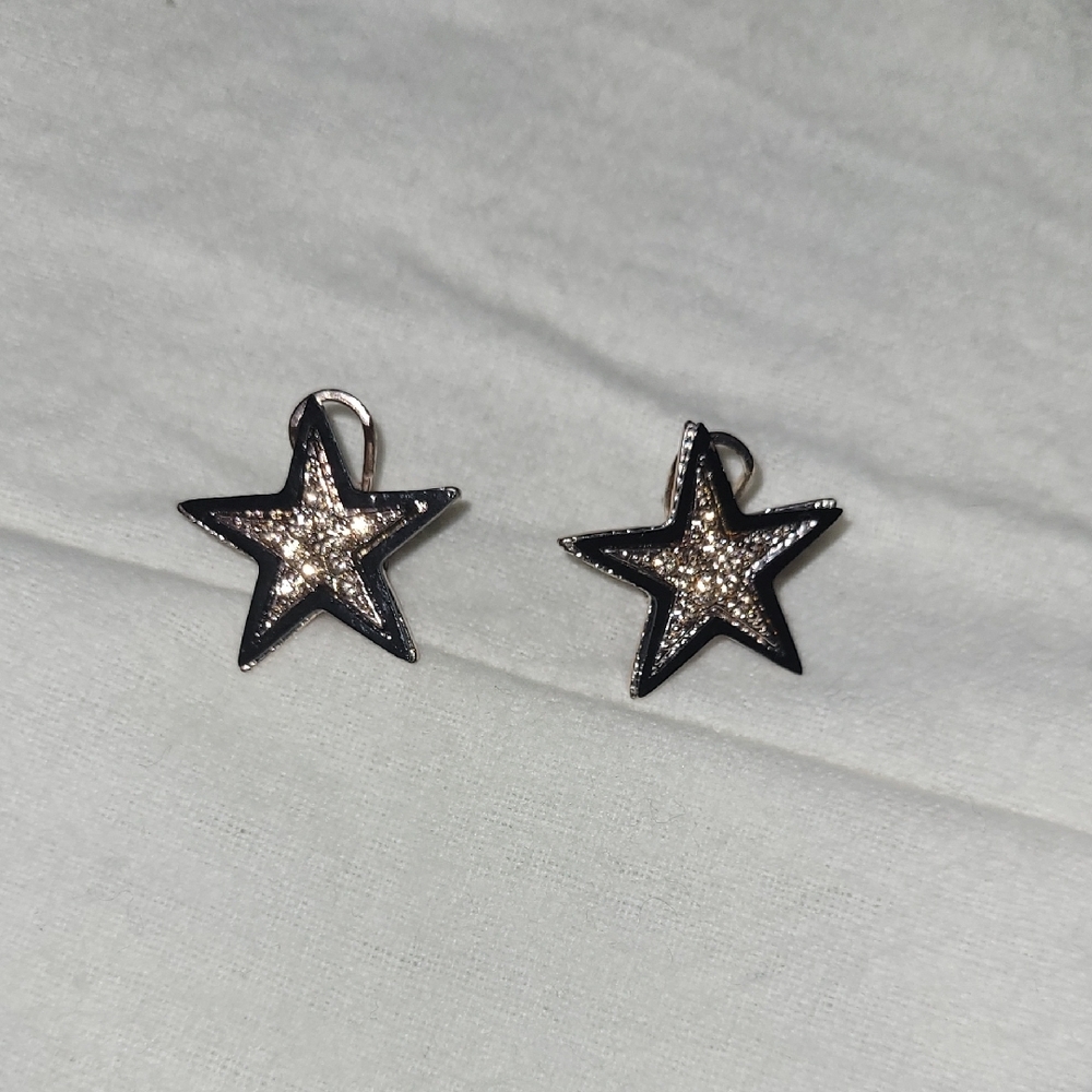 Black and Gold Star Earrings